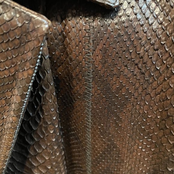 GUCCI Python Snakeskin Leather Mens Motorcycle Jacket med large - Picture 4 of 11